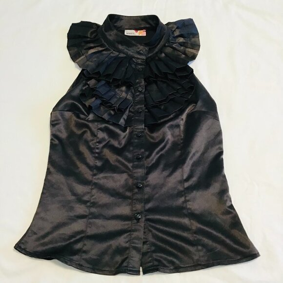 Miarte Satin Ruffle Front Sleeveless Top Size S - Picture 1 of 6